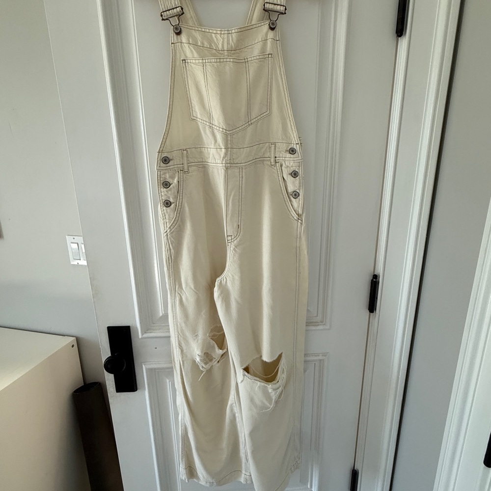 Free People Super Slouchy Overall in Warm White